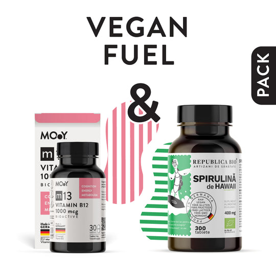 Vegan Fuel, pachet promotional (Spirulina + m13 Bioactive B12)